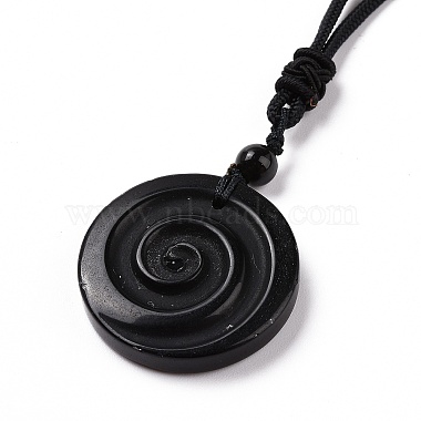 Adjustable Natural Mixed Gemstone Vortex Pendant Necklace with Nylon Cord for Women(NJEW-L171-05)-4