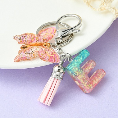 Colorful Letter E Resin Keychain