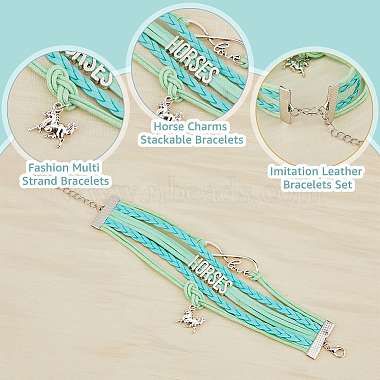 4Pcs 4 Colors Imitation Leather Multi-strand Bracelets Set(BJEW-FI0001-18)-4