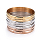 Fashion Tri-color 304 Stainless Steel Buddhist Bangle Sets(BJEW-L664-024A-M)-1