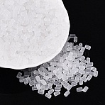 FGB Frosted Transparent Glass Seed Beads, Column, Round Hole, Dyed & Hearted, Clear, 5~6.5x3~4mm, Hole: 0.7~0.9mm, about 4500pcs/pound(SEED-N013-05A-01)