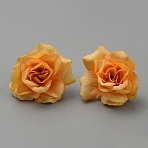 Cloth Imitation Rose Blossom, Artificial Flower Heads, Festival & Party Supplies, Orange, 45~50x35~36mm, Hole: 2mm(AJEW-WH0083-22C)