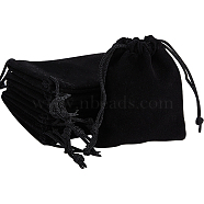 Rectangle Velvet Drawstring Pouches, Candy Gift Bags Christmas Party Wedding Favors Bags, Black, 9x7cm, 66pcs/bag(TP-CN0001-03A-02)