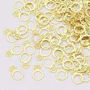 Brass Cabochons, Nail Art Decoration Accessories, Diamond Ring, Golden, 5x3x0.1mm, Hole: 2mm, about 545pcs/3g(X-MRMJ-S033-014)