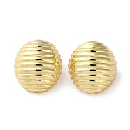 Rack Plating Brass Oval Stud Earring, Long-Lasting Plated, Lead Free & Cadmium Free, Real 18K Gold Plated, 20x18mm(EJEW-H099-08G)
