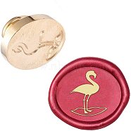 DIY Scrapbook, Brass Wax Seal Stamp Head, Flamingo Pattern, Golden, 25x14mm(AJEW-WH0099-037)