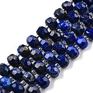 Natural Lapis Lazuli Beads Strands, with Seed Beads, Faceted, Rondelle, 8x6mm, Hole: 1mm, about 20~22pcs/strand, 7.09 inch(18cm)(G-N327-08B)