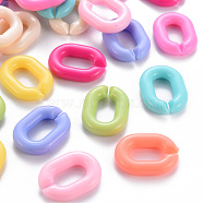 Opaque Acrylic Linking Rings, Quick Link Connectors, for Cable Chains Making, Oval, Mixed Color, 24x18x5mm, Inner Diameter: 13x7mm, about 403pcs/500g(MACR-S373-19A)