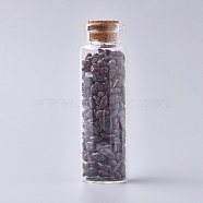 Glass Wishing Bottle, For Pendant Decoration, with Garnet Chip Beads Inside and Cork Stopper, 22x71mm(DJEW-L013-A04)