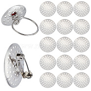 Brass Finger Ring/Brooch Sieve Findings, Perforated Disc Settings, Platinum, 25x1mm, Hole: 1mm, 200pcs/box(KK-SC0002-65)