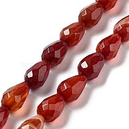 Natural Red Agate Beads Strands, Faceted Teardrop, 10x7mm, Hole: 1.2mm, about 20pcs/strand, 7.87''(20cm)(G-P520-B06-01)