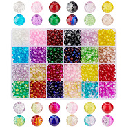 Elite 24 Colors Spray Painted Crackle Glass Beads, Round, Mixed Color, 6mm, Hole: 1.3~1.6mm, about 45~50Pcs/color(GLAA-PH0002-49A)