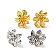 Rack Plating Brass Flower Stud Earrings for Women, Mixed Color, 15x17mm, Pin: 0.8mm(EJEW-F288-17)