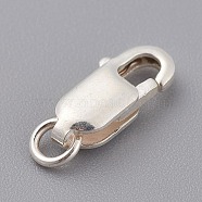 925 Sterling Silver Lobster Claw Clasps, Carved 925, Silver, 14mm, Hole: 2mm(X-STER-K167-075D-S)