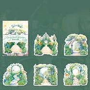 10Pcs Fairyland Bridge Paper Self-Adhesive Stickers, for DIY Photo Album Diary Scrapbook Decoration, Sea Green, 109x170x3mm, Sticker: 100x140mm(PW-WG38875-02)