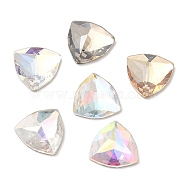 K5 Glass Rhinestone Cabochons, Flat Back & Back Plated, Faceted, Triangle, Mixed Color, 12x12x4.5mm(RGLA-N002-17A)
