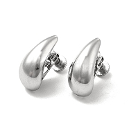 304 Stainless Steel Stud Earing for Women Men, Teardrop, Stainless Steel Color, 17x8.5x15mm(STAS-P319-35P)