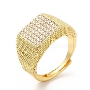 Rack Plating Brass Micro Pave Cubic Zirconia Rings, Adjustable Rings, Cadmium Free & Lead Free, Long-Lasting Plated, Real 18K Gold Plated, US Size 7 1/4, 2~12mm, Inner Diameter: 17.5mm(RJEW-E064-11G)