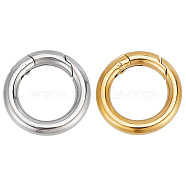 2Pcs 2 Colors 304 Stainless Steel Spring Gate Rings, for Keychain, Mixed Color, 7 Gauge, 20~20.5x3.5mm, 1pc/color(STAS-GO0001-21)