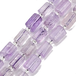 Natural Amethyst Beads Strands, Faceted, Column, with Seed Beads, 12x8mm, Hole: 1.2mm, about 26pcs/strand, 15.35''(39cm)(G-G162-D04-01)