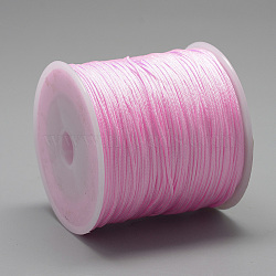 Nylon Thread, Chinese Knotting Cord, Pink, 0.8mm, about 109.36 yards(100m)/roll(NWIR-Q008A-009)