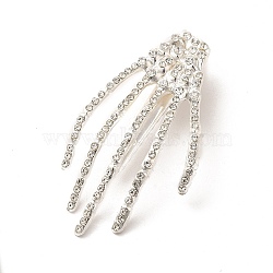 Halloween Theme Glass Rhinestone Alligator Hair Clips for Woman Girl, with Iron Finding, Skeleton Hand, Silver, 63.5x36.5x13mm(PHAR-E018-03S)