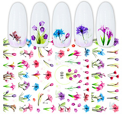 Nail Art Stickers, Self-adhesive, For Nail Tips Decorations, Flower, Colorful, 10.5x7cm(X-MRMJ-Q080-EB081)