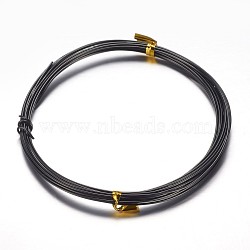 Round Aluminum Craft Wire, for Beading Jewelry Craft Making, Black, 15 Gauge, 1.5mm, 10m/roll(32.8 Feet/roll)(X-AW-D009-1.5mm-10m-10)