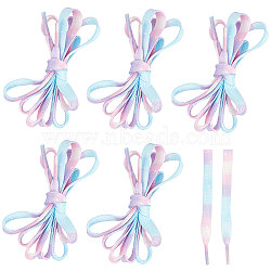 Gorgecraft 3 Pairs 3 Style Tie-Dye Style Flat Smooth Polyester Shoelaces, with Plastic Aglets, for Shoe Accessories, Plum, 1206~1610x7~8x0.9mm, 1 pair/style(FIND-GF0004-70B)
