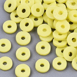 Handmade Polymer Clay Beads, for DIY Jewelry Crafts Supplies, Disc/Flat Round, Heishi Beads, Yellow, 6x1mm, Hole: 2mm, about 1175pcs/50g(X-CLAY-Q251-6.0mm-35)