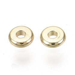 Brass Spacer Beads, Nickel Free, Flat Round, Real 18K Gold Plated, 4x1mm, Hole: 1.2mm(KK-S348-514-NF)