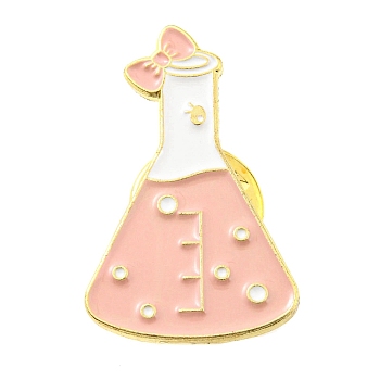 Flask Enamel Pins, Science Lab Themed Alloy Badge, Golden, Pink, 28x17.5x2mm