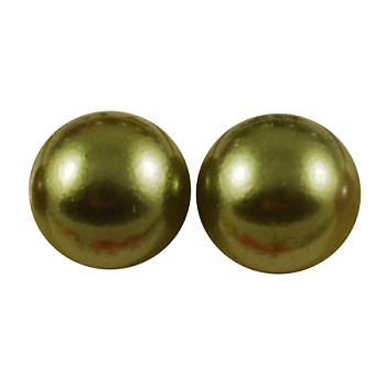 ABS Plastic Imitation Pearl Cabochons, Half Round, Olive, 10x5mm