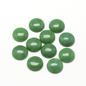 Natural White Jade Cabochons, Dyed, Half Round/Dome, Sea Green, 8x4mm
