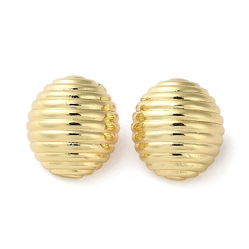 Rack Plating Brass Oval Stud Earring, Long-Lasting Plated, Lead Free & Cadmium Free, Real 18K Gold Plated, 20x18mm