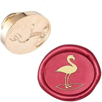 DIY Scrapbook, Brass Wax Seal Stamp Head, Flamingo Pattern, Golden, 25x14mm