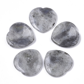 Natural Labradorite Thumb Worry Stone, Pocket Palm Stones, for Healing Reiki Stress Relief, Heart Shape, 39~40x39~40x5~6mm