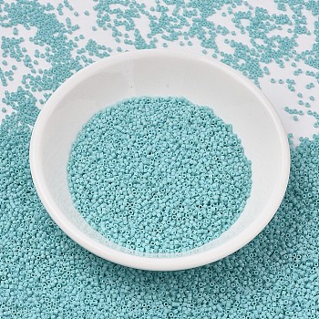MIYUKI Delica Beads Small, Cylinder, Japanese Seed Beads, 15/0, (DBS1595) Matte Opaque Sea Opal AB, 1.1x1.3mm, Hole: 0.7mm, about 35000pcs/bottle, 10g/bottle