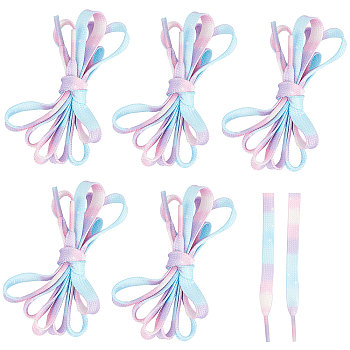 3 Pairs 3 Style Tie-Dye Style Flat Smooth Polyester Shoelaces, with Plastic Aglets, for Shoe Accessories, Plum, 1206~1610x7~8x0.9mm, 1 pair/style