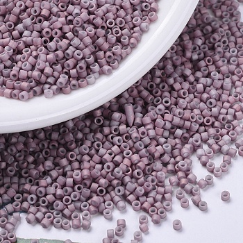 MIYUKI Delica Beads Small, Cylinder, Japanese Seed Beads, 15/0, (DBS0379) Matte Opaque Dusty Mauve Luster, 1.1x1.3mm, Hole: 0.7mm, about 175000pcs/bag, 50g/bag