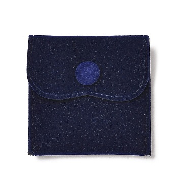 Velvet Jewelry Storage Pouches, Square Jewelry Bags with Snap Fastener, for Earrings, Rings Storage, Prussian Blue, 6.75~6.8x7cm