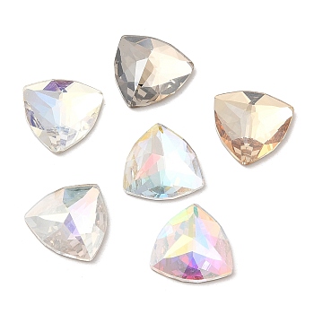 K5 Glass Rhinestone Cabochons, Flat Back & Back Plated, Faceted, Triangle, Mixed Color, 12x12x4.5mm