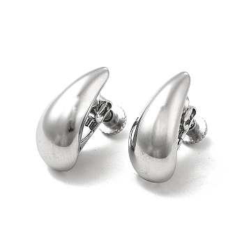 304 Stainless Steel Stud Earing for Women Men, Teardrop, Stainless Steel Color, 17x8.5x15mm