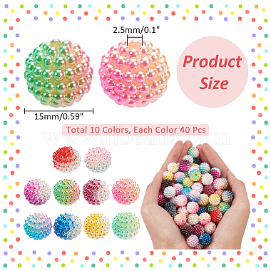 400Pcs 10 Colors Gradient Color Resin Imitation Pearl Beads(RESI-NB0002-02)-2