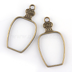 Rack Plating Alloy Bottle Open Back Bezel Pendants, For DIY UV Resin, Epoxy Resin, Pressed Flower Jewelry, Cadmium Free & Nickel Free & Lead Free, Antique Bronze, 42x22.5x3.5mm, Hole: 3mm(X-PALLOY-S047-31F-FF)