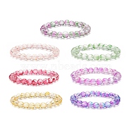 7Pcs 7 Color Bling Glass Round Beaded Stretch Bracelets Set for Women, Mixed Color, Inner Diameter: 2 inch(5cm), Beads: 8mm, 1Pc/color(BJEW-JB08993)