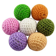 Mixed Handmade Round Beads, Acrylic Covered with Wool, Size: about 21mm in diameter(X-WA002Y-M)