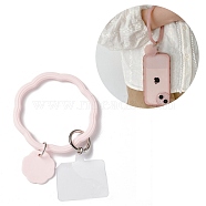 Silicone Loop Phone Lanyard, Wrist Lanyard Strap with Plastic & Alloy Keychain Holder, Pink, 19.5cm(KEYC-E029-03A)
