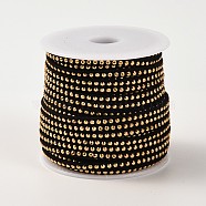Rivet Faux Suede Cord, Faux Suede Lace, with Aluminum, Black, 3x2mm, about 20yards/roll(LW-M002-01)