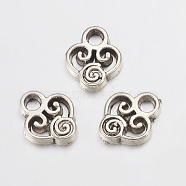 Alloy Charms, Heart, Antique Silver, Lead Free, Nickel Free and Cadmium Free, 10x8x2mm, Hole: 1.5mm(PALLOY-EA10673Y-AS-NF)